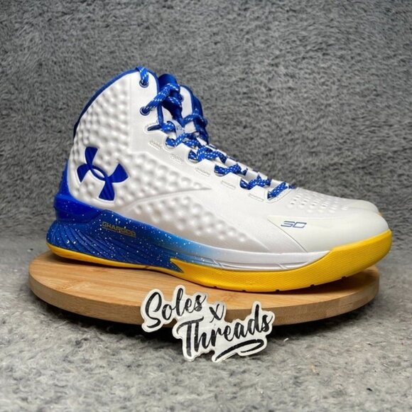 Under Armour Curry 1 Retro \'Dub Nation\' Size 9.5 Men White Blue Yellow main image 4